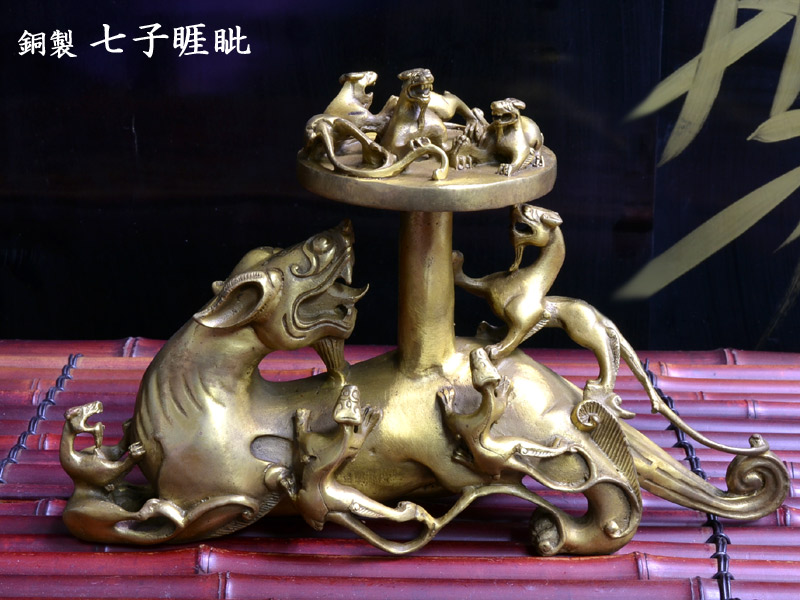風水グッズ・睚眦の置物 | 銅製 睚眦（ヤアズ）戯仔の置物 | 中国貿易